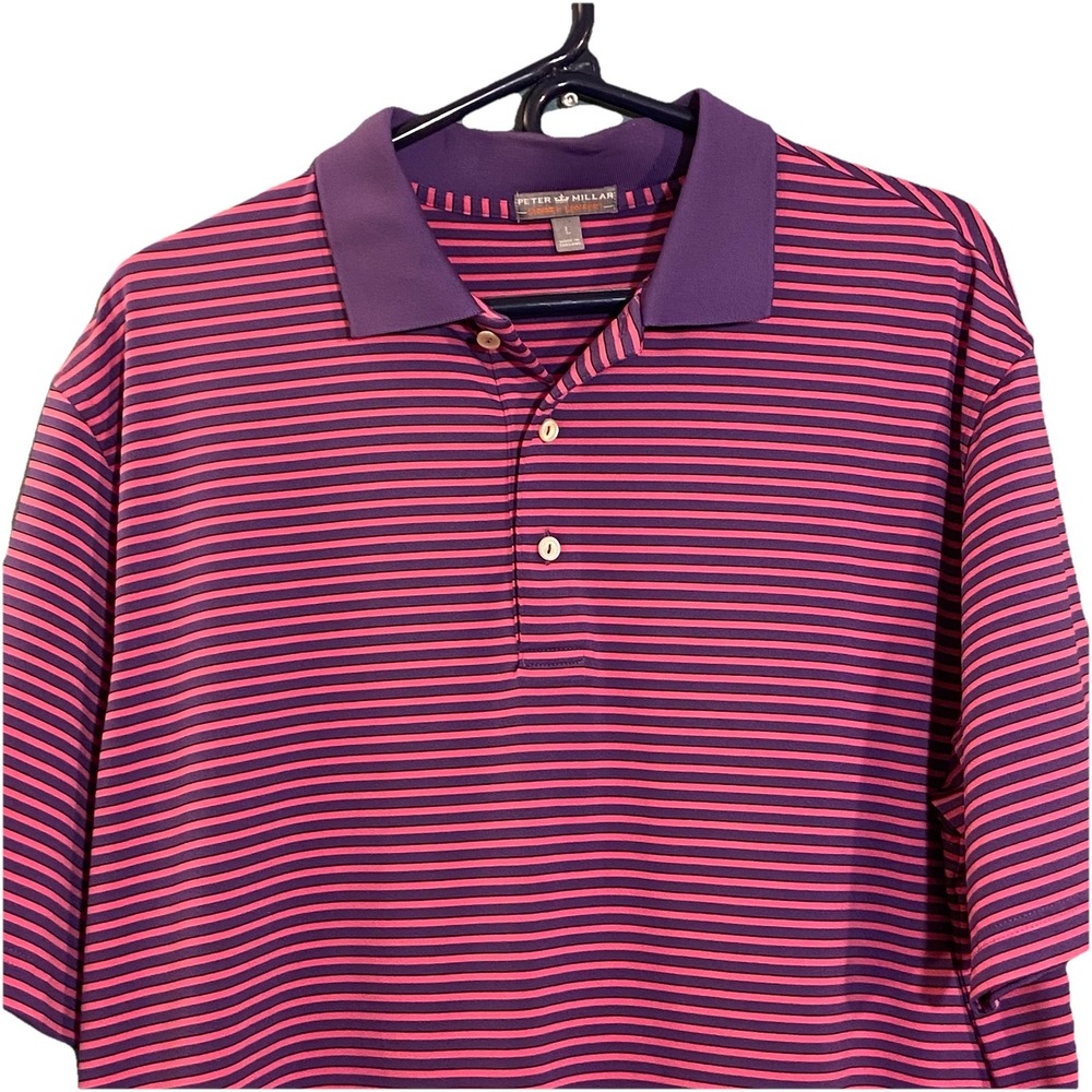 Peter Millar Polo Mens Large‎ Striped Summer Comfort Shirt Golf